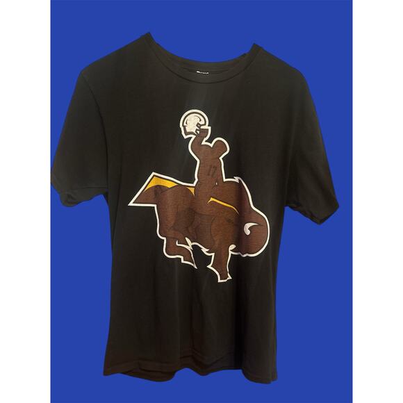 Medium Josh Allen Mashup Tee - Wyoming Cowboys & Buffalo Bills Black T-Shirt - Picture 1 of 2